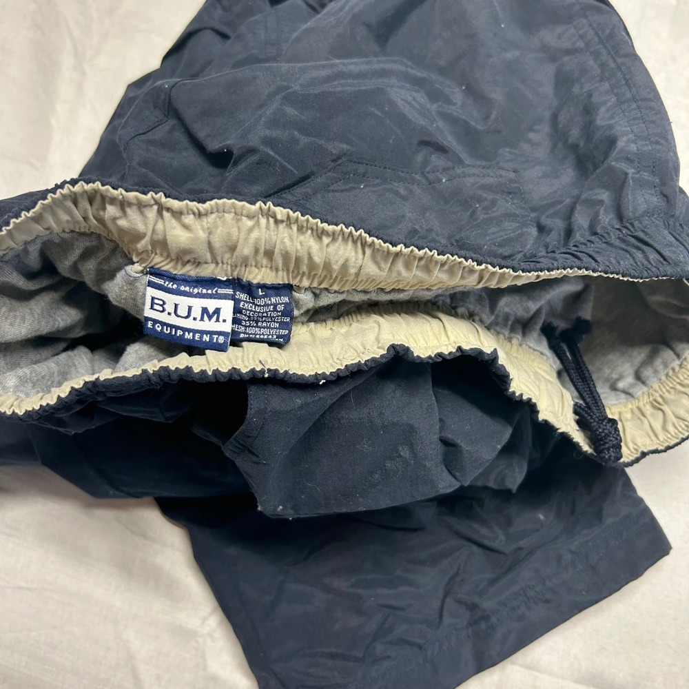 B.U.M. Equipment Mens Navy Blue Cargo Track Pants Lined Vintage baggy - Picture 6 of 7